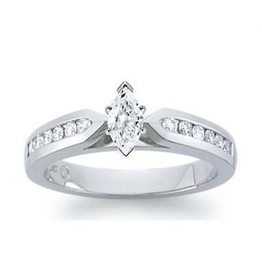 The Queen Diamond - 0,20 ct diament centralny + 0,60 ct kamienie boczne Pierścionek z diamentem z białego złota