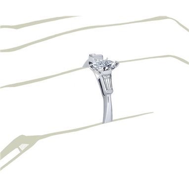 The Queen Diamond - 0,20 ct diament centralny + 0,30 ct kamienie boczne Pierścionek z diamentem z białego złota