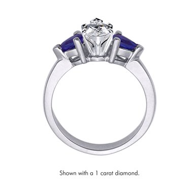 The Queen Diamond - 0,20 ct diament centralny + 0,30 ct kamienie boczne Szafir Pierścionek z diamentem z białego złota