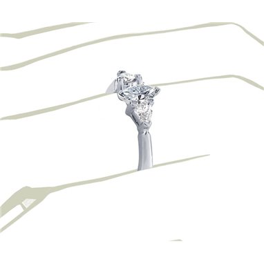 The Queen Diamond - 0,20 ct diament centralny + 0,30 ct kamienie boczne Pierścionek z diamentem z białego złota