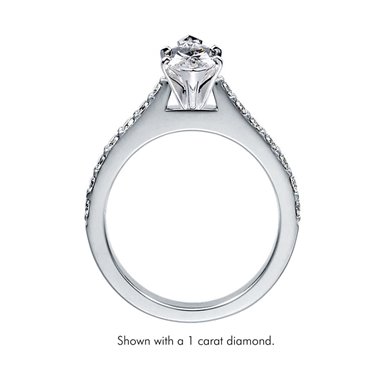 The Queen Diamond - 0,20 ct diament centralny + 0,70 ct kamienie boczne Pierścionek z diamentem z białego złota