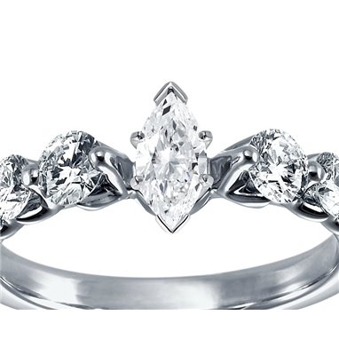 The Queen Diamond - 0,20 ct diament centralny + 0,70 ct kamienie boczne Pierścionek z diamentem z białego złota