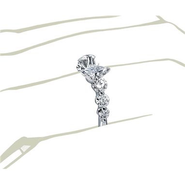 The Queen Diamond - 0,20 ct diament centralny + 0,70 ct kamienie boczne Pierścionek z diamentem z białego złota