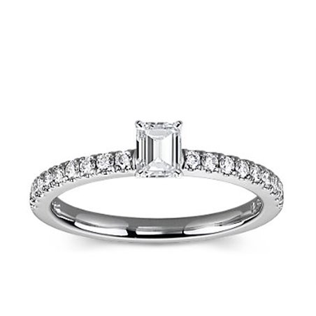 The Queen Diamond - 0,20 ct diament centralny + 0,36 ct kamienie boczne Pierścionek z diamentem z białego złota