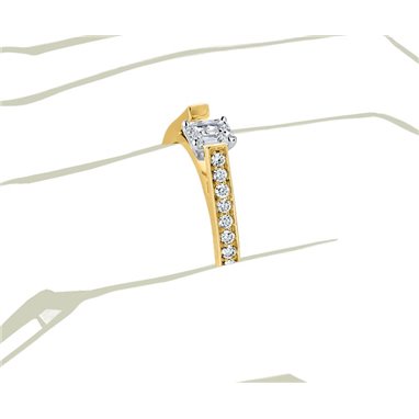 The Queen Diamond - 0,20 ct diament centralny + 0,48 ct kamienie boczne Pierścionek z diamentem z żółtego złota