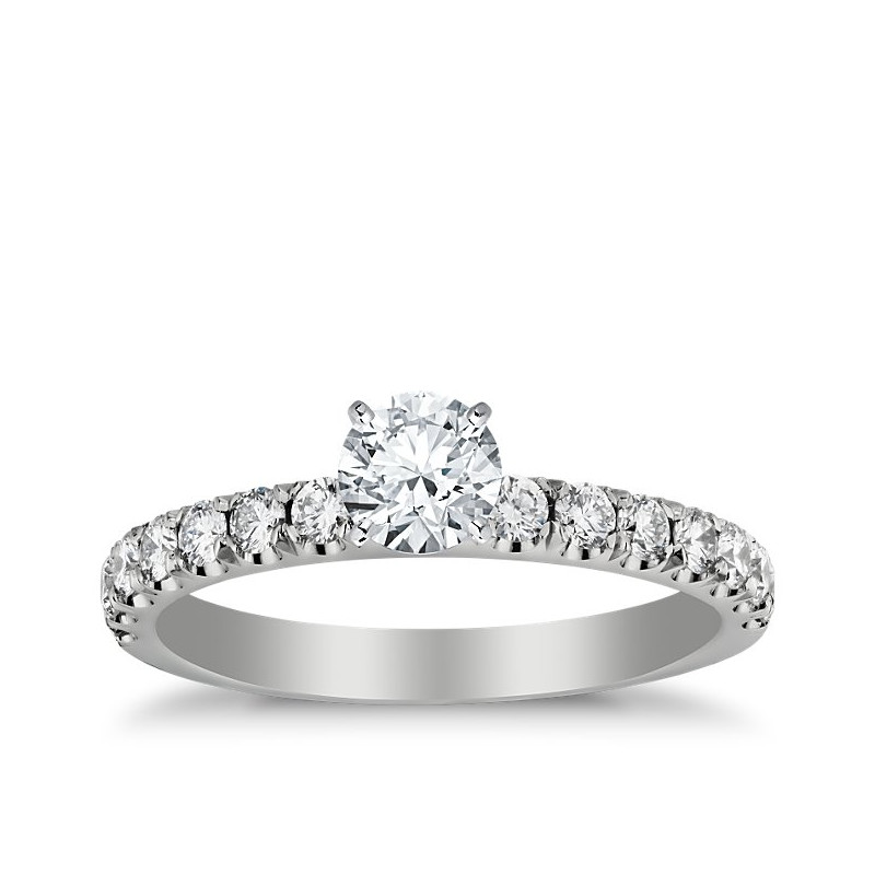 The Queen Diamond - 0,50 ct diament centralny + 0,60 ct kamienie boczne Pierścionek z diamentem z białego złota