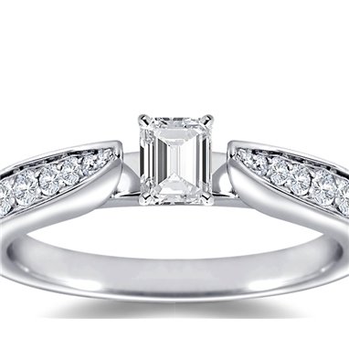 The Queen Diamond - 0,20 ct diament centralny + 0,48 ct kamienie boczne Pierścionek z diamentem z białego złota