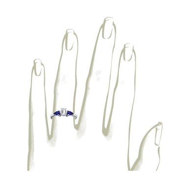 The Queen Diamond - 0,20 ct diament centralny + 0,30 ct kamienie boczne Szafir Pierścionek z diamentem z białego złota