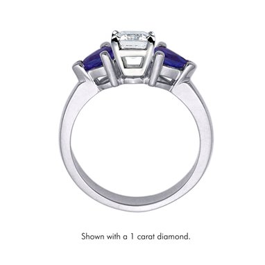 The Queen Diamond - 0,20 ct diament centralny + 0,30 ct kamienie boczne Szafir Pierścionek z diamentem z białego złota