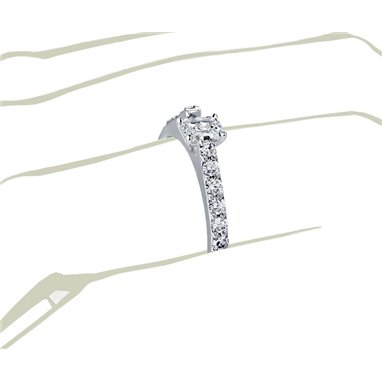 The Queen Diamond - 0,20 ct diament centralny + 0,70 ct kamienie boczne Pierścionek z diamentem z białego złota