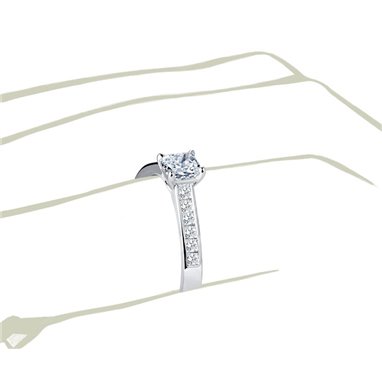 The Queen Diamond - 0,20 ct diament centralny + 0,60 ct kamienie boczne Pierścionek z diamentem z białego złota