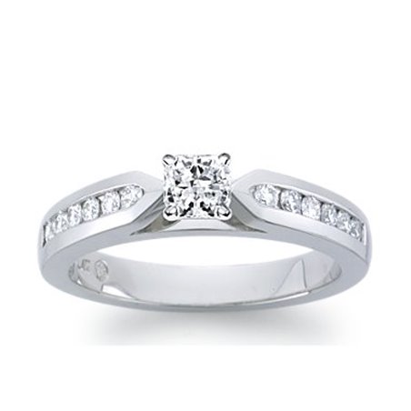 The Queen Diamond - 0,20 ct diament centralny + 0,60 ct kamienie boczne Pierścionek z diamentem z białego złota