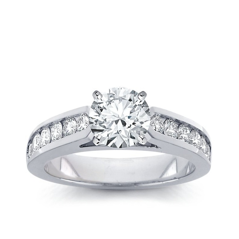 The Queen Diamond - 1,50 ct diament centralny + 0,48 ct kamienie boczne Pierścionek z diamentem z białego złota