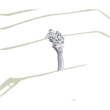 The Queen Diamond - 0,20 ct diament centralny + 0,30 ct kamienie boczne Pierścionek z diamentem z białego złota