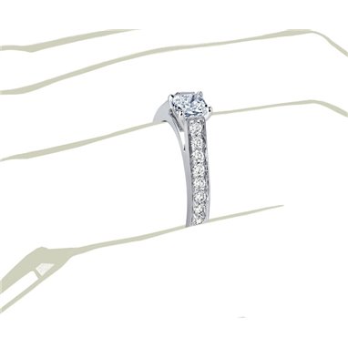 The Queen Diamond - 0,20 ct diament centralny + 0,40 ct kamienie boczne Pierścionek z diamentem z białego złota