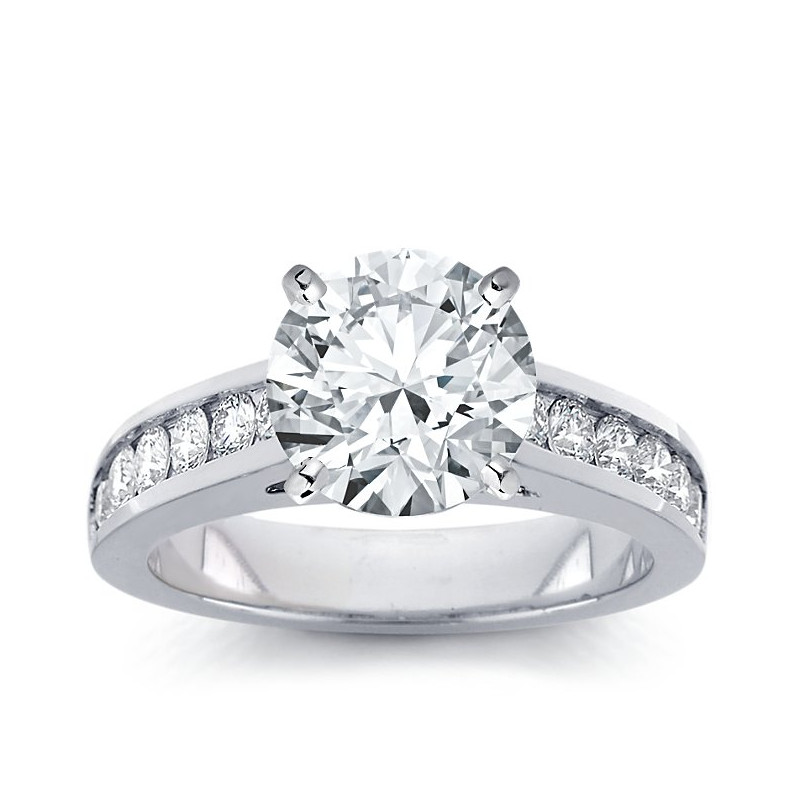 The Queen Diamond - 3,00 ct diament centralny + 0,48 ct kamienie boczne Pierścionek z diamentem z białego złota