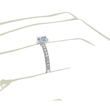 The Queen Diamond - 0,20 ct diament centralny + 0,36 ct kamienie boczne Pierścionek z diamentem z białego złota