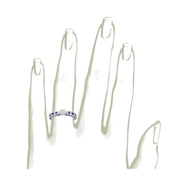 The Queen Diamond - 0,20 ct diament centralny + 0,20 ct kamienie boczne / 0,20 ct Szafir Pierścionek z diamentem z białego złota