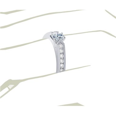 The Queen Diamond - 0,20 ct diament centralny + 0,60 ct kamienie boczne Pierścionek z diamentem z białego złota