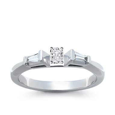 The Queen Diamond - 0,20 ct diament centralny + 0,30 ct kamienie boczne Pierścionek z diamentem z białego złota