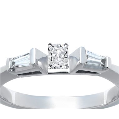 The Queen Diamond - 0,20 ct diament centralny + 0,30 ct kamienie boczne Pierścionek z diamentem z białego złota