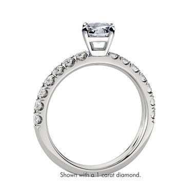 The Queen Diamond - 0,20 ct diament centralny + 0,60 ct kamienie boczne Pierścionek z diamentem z białego złota