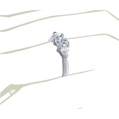 The Queen Diamond - 0,20 ct diament centralny + 0,30 ct kamienie boczne Pierścionek z diamentem z białego złota