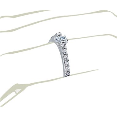 The Queen Diamond - 0,20 ct diament centralny + 0,70 ct kamienie boczne Pierścionek z diamentem z białego złota