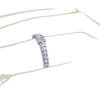 The Queen Diamond - 0,20 ct diament centralny + 0,60 ct kamienie boczne Pierścionek z diamentem z białego złota