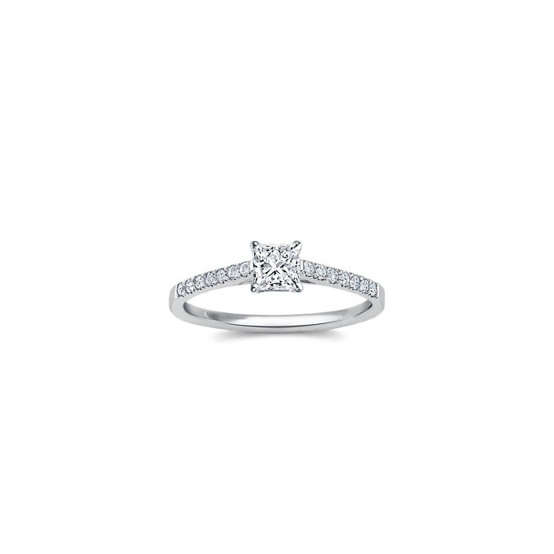 The Queen Diamond - 0,40 ct diament centralny + 0,42 ct kamienie boczne Pierścionek z diamentem z białego złota