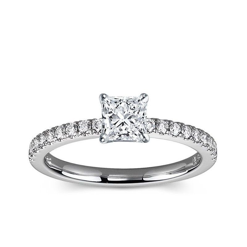 The Queen Diamond - 0,70 ct diament centralny + 0,36 ct kamienie boczne Pierścionek z diamentem z białego złota