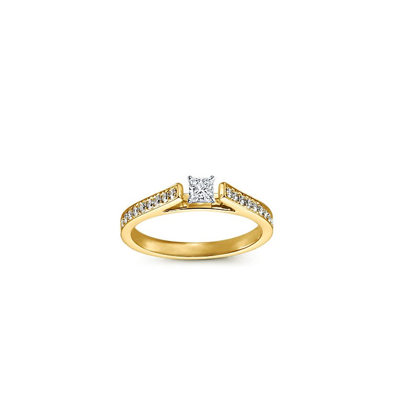 The Queen Diamond - 0,30 ct diament centralny + 0,48 ct kamienie boczne Pierścionek z diamentem z żółtego złota