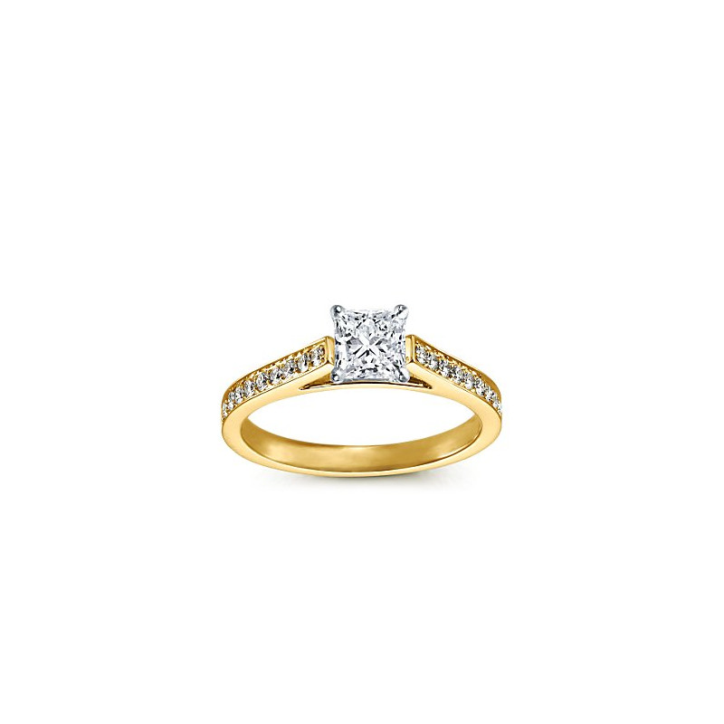 The Queen Diamond - 1,00 ct diament centralny + 0,48 ct kamienie boczne Pierścionek z diamentem z żółtego złota