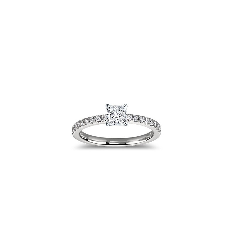 The Queen Diamond - 0,50 ct diament centralny + 0,36 ct kamienie boczne Pierścionek z diamentem z białego złota