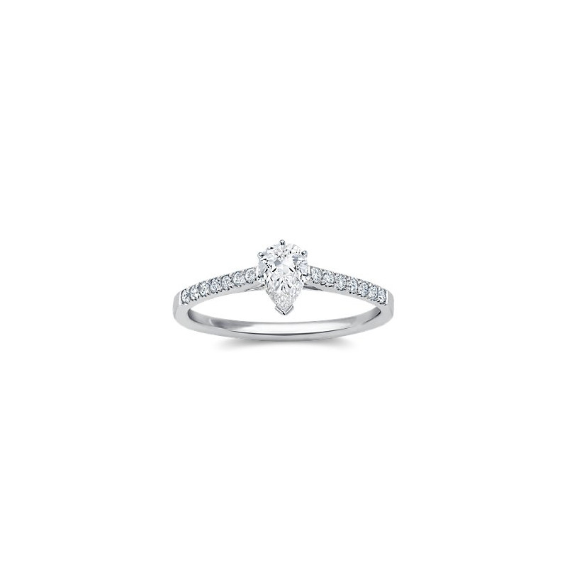 The Queen Diamond - 0,50 ct diament centralny + 0,42 ct kamienie boczne Pierścionek z diamentem z białego złota