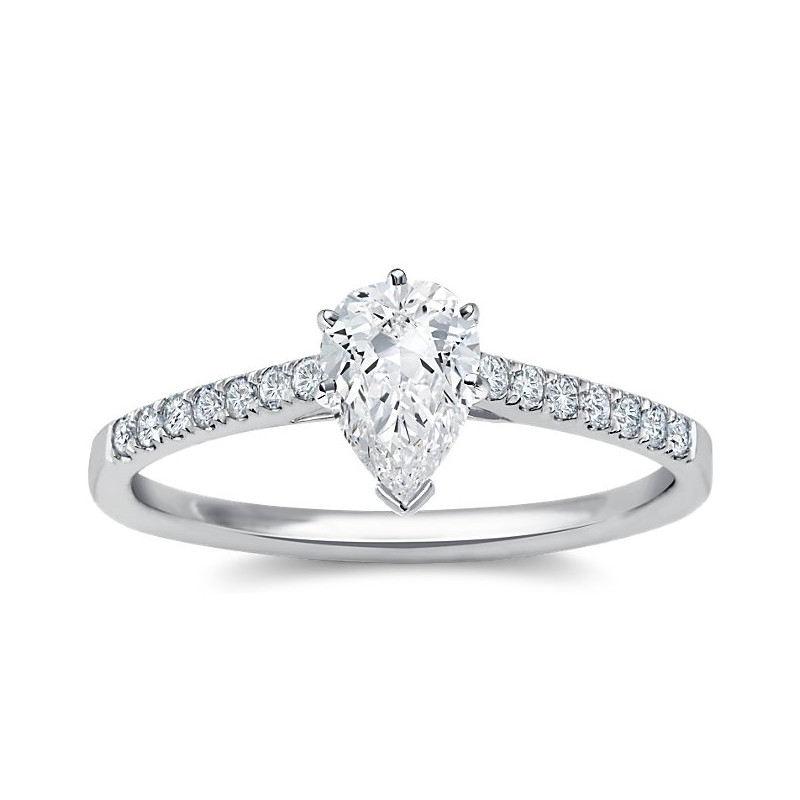 The Queen Diamond - 1,00 ct diament centralny + 0,42 ct kamienie boczne Pierścionek z diamentem z białego złota