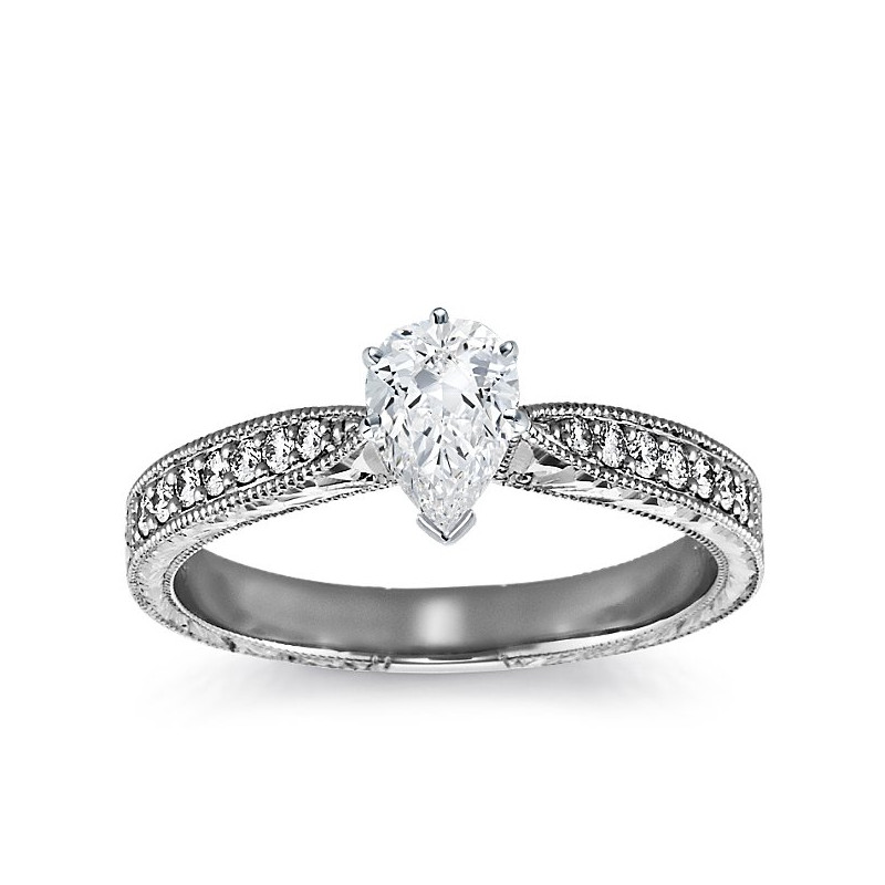 The Queen Diamond - 0,50 ct diament centralny + 0,48 ct kamienie boczne Pierścionek z diamentem z białego złota