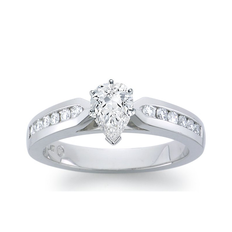 The Queen Diamond - 0,70 ct diament centralny + 0,60 ct kamienie boczne Pierścionek z diamentem z białego złota