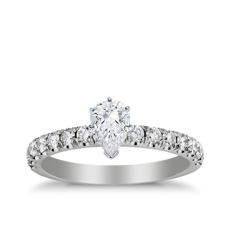 The Queen Diamond - 0,40 ct diament centralny + 0,60 ct kamienie boczne Pierścionek z diamentem z białego złota