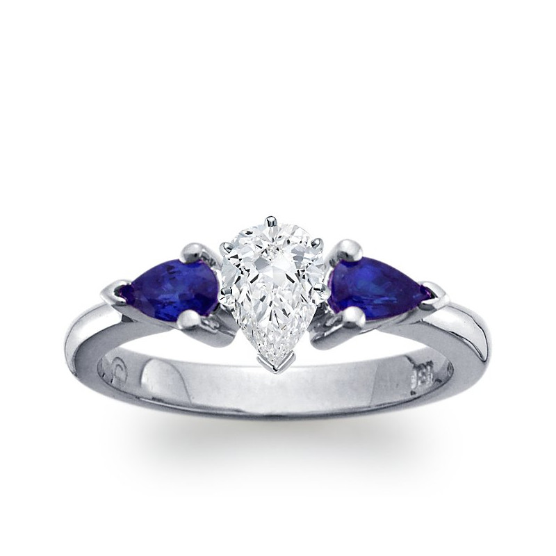 The Queen Diamond - 0,70 ct diament centralny + 0,30 ct kamienie boczne Szafir Pierścionek z diamentem z białego złota