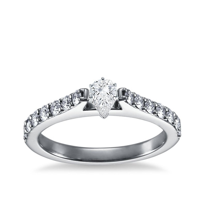 The Queen Diamond - 0,30 ct diament centralny + 0,70 ct kamienie boczne Pierścionek z diamentem z białego złota