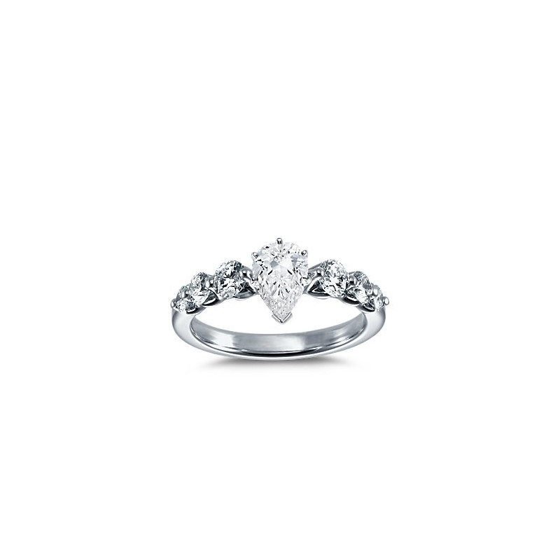 The Queen Diamond - 1,00 ct diament centralny + 0,70 ct kamienie boczne Pierścionek z diamentem z białego złota