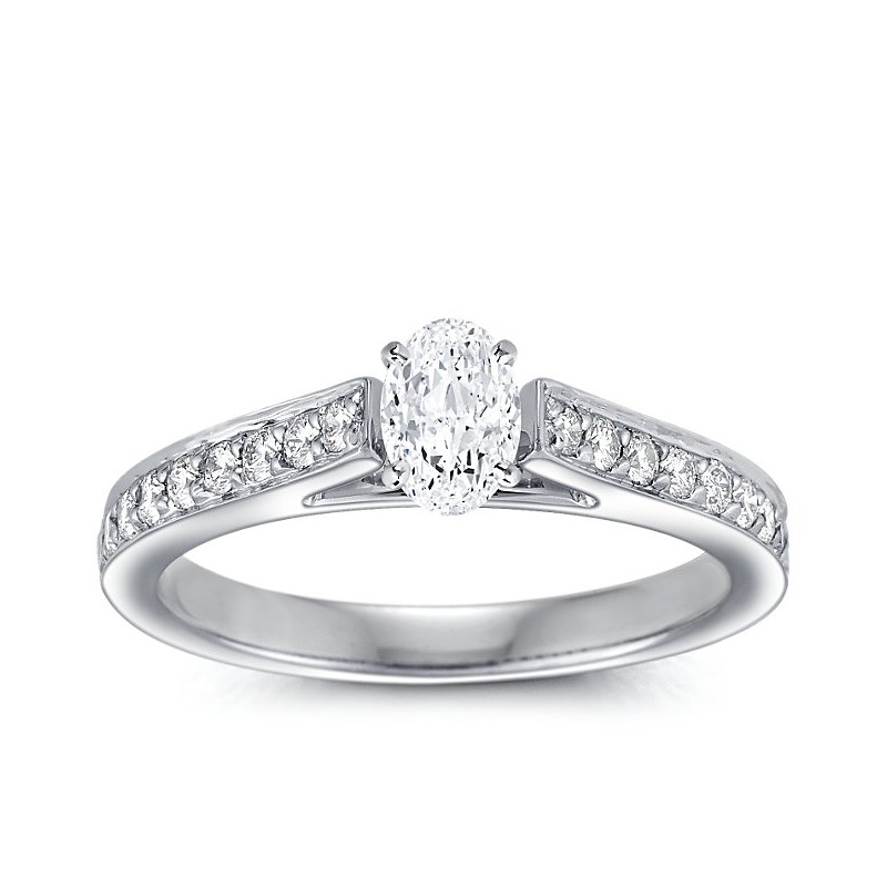 The Queen Diamond - 0,70 ct diament centralny + 0,64 ct kamienie boczne Pierścionek z diamentem owalnym