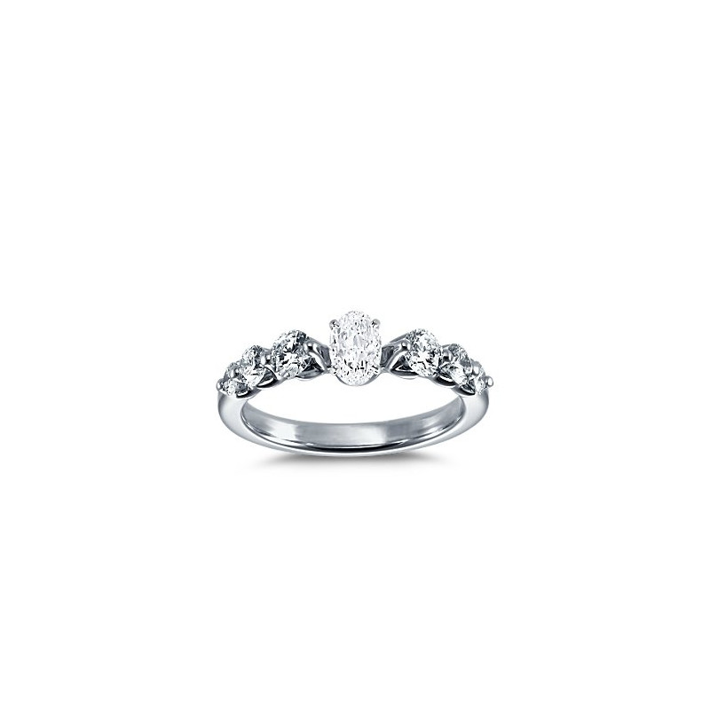 The Queen Diamond - 0,30 ct diament centralny + 0,70 ct kamienie boczne Pierścionek z diamentem owalnym