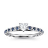 The Queen Diamond - 0,20 ct diament centralny + 0,20 ct boczne / 0,20 ct Szafir Pierścionek z diamentem w kształcie serca