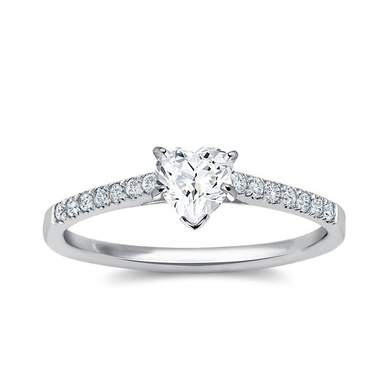 The Queen Diamond - 0,70 ct diament centralny + 0,42 ct boczne Pierścionek z diamentem w kształcie serca