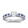 The Queen Diamond - 0,40 ct diament centralny + 0,20 ct boczne / 0,20 ct Szafir Pierścionek z diamentem w kształcie serca
