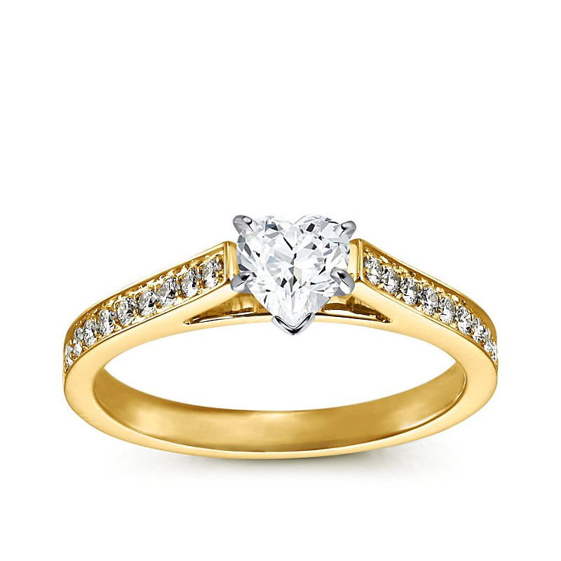 The Queen Diamond - 0,70 ct diament centralny + 0,48 ct boczne Pierścionek z diamentem w kształcie serca