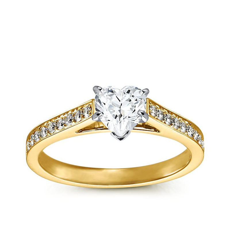 The Queen Diamond - 1,00 ct diament centralny + 0,48 ct boczne Pierścionek z diamentem w kształcie serca