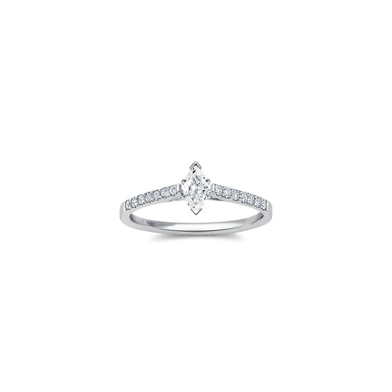 The Queen Diamond - 0,20 ct diament centralny + 0,42 ct kamienie boczne Pierścionek z diamentem z białego złota